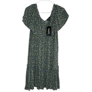 Gigio USA Mini Green Flutter Sleeve Floral A-Line Dress NWT Size Small